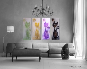 Katzen mit Wohnzimmer acryl abstrakt Cornelia Hauch