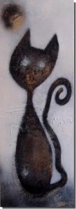Acrylbild abstrakt Katze schwarz Cornelia Hauch