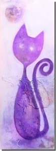 Acrylbild abstrakt Katze lila 1 Hauch Cornelia