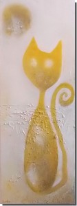 Acrylbild abstrakt Katze gelb 2 Cornelia Hauch